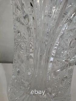 American Brilliant Period Cut Crystal Vase 10 Inches Flared Abp Heavy