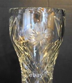 American Brilliant Period Cut Glass Crystal Corset Vase Flowers Stars