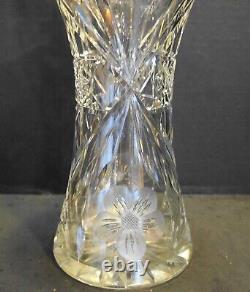 American Brilliant Period Cut Glass Crystal Corset Vase Flowers Stars