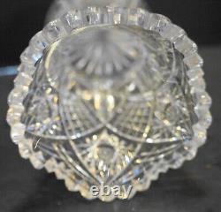 American Brilliant Period Cut Glass Vase Diamonds Stars Zippers Circle