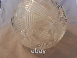 American Brilliant Period Deep Cut Crystal Vase Thatched Pattern 10 Tall (M)