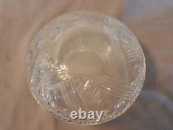 American Brilliant Period Deep Cut Crystal Vase Thatched Pattern 3.75 Tall (M)