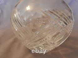 American Brilliant Period Deep Cut Crystal Vase Thatched Pattern 7.75 Tall