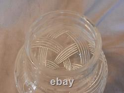 American Brilliant Period Deep Cut Crystal Vase Thatched Pattern 7.75 Tall (M)