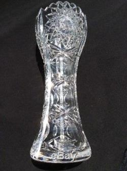American Brilliant Period Hand Cut Antique Crystal Corset Vase