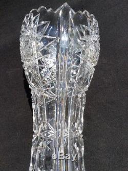 American Brilliant Period Hand Cut Antique Crystal Corset Vase