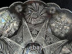 American Brilliant cut crystal large vase 20in hobstars pinwheels diamond points