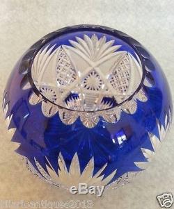 Antique 1910 Val St Lambert Or Sain Louis Blue Cut To Clear Crystal Bowl Vase