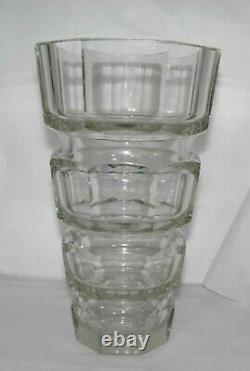 Antique 1930s Art Deco MOSER Panel Cut Crystal 10 Vase by JOSEF HOFFMANN