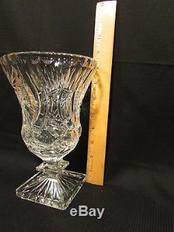 Antique 8.25 American Brilliant ABP Cut Crystal Vase Whirling Hobstar 1880-1920