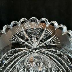 Antique ABP American Brilliant Cut Clear Crystal Footed Vase Starburst Sawtooth