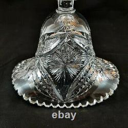 Antique ABP American Brilliant Cut Clear Crystal Footed Vase Starburst Sawtooth