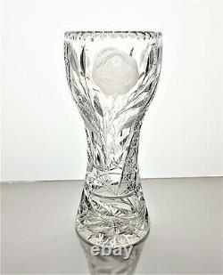 Antique ABP Vase American Brilliant Cut Glass Irving White Rose