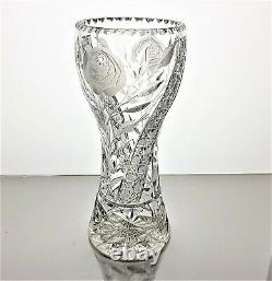 Antique ABP Vase American Brilliant Cut Glass Irving White Rose