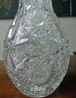 Antique Abp American Brilliant Cut Crystal Glass Vase