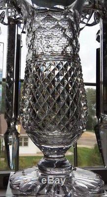 Antique Abp American Brilliant Period Cut Glass Crystal Rolled Edge Vase With
