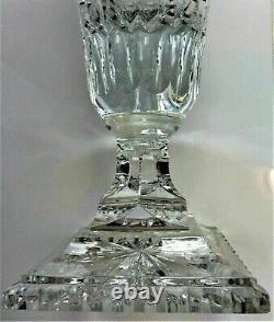 Antique Abpcg 16 Pedestal Vase Queen's Panel Hobstar Rare Oval Hand Cut Crystal