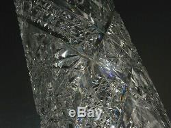 Antique American Brilliant Hand Cut 10 Clear Crystal Vase Floral