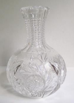 Antique American Brilliant Period Cut Crystal Wine Carafe/Vase Pinwheels 8.25