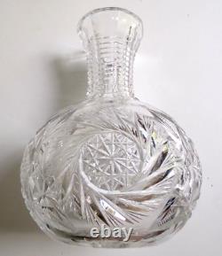 Antique American Brilliant Period Cut Crystal Wine Carafe/Vase Pinwheels 8.25