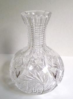 Antique American Brilliant Period Cut Crystal Wine Carafe/Vase Pinwheels 8.25