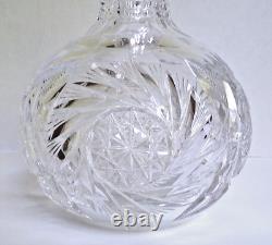 Antique American Brilliant Period Cut Crystal Wine Carafe/Vase Pinwheels 8.25