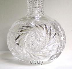 Antique American Brilliant Period Cut Crystal Wine Carafe/Vase Pinwheels 8.25