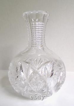 Antique American Brilliant Period Cut Crystal Wine Carafe/Vase Pinwheels 8.25