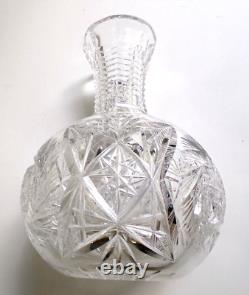 Antique American Brilliant Period Cut Crystal Wine Carafe/Vase Pinwheels 8.25