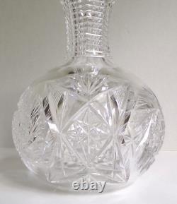 Antique American Brilliant Period Cut Crystal Wine Carafe/Vase Pinwheels 8.25