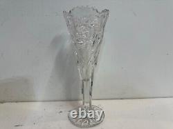 Antique American Brilliant Period Cut Glass Crystal Vase with Star Decoration