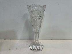 Antique American Brilliant Period Cut Glass Crystal Vase with Star Decoration