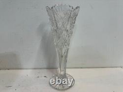 Antique American Brilliant Period Cut Glass Crystal Vase with Star Decoration