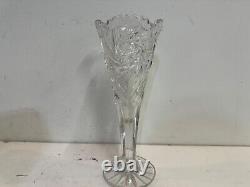 Antique American Brilliant Period Cut Glass Crystal Vase with Star Decoration