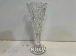 Antique American Brilliant Period Cut Glass Crystal Vase with Star Decoration