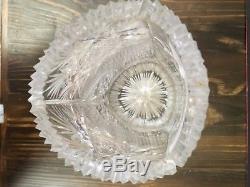 Antique American Brilliant Period Hand Cut Crystal Glass 12 inch tall Vase