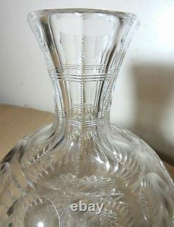 Antique American brilliant hand cut clear crystal ornate bud flower vase glass