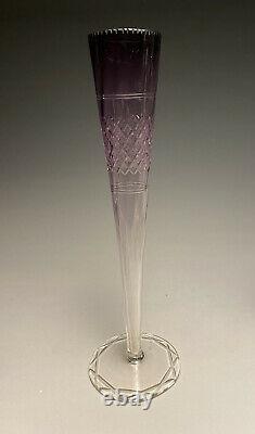 Antique Amethyst Glass Cut Crystal Moser Vase