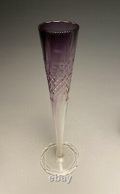 Antique Amethyst Glass Cut Crystal Moser Vase