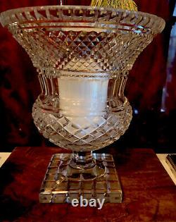 Antique Anglo Irish Cut Glass Crystal Hurricane Vase Georgian