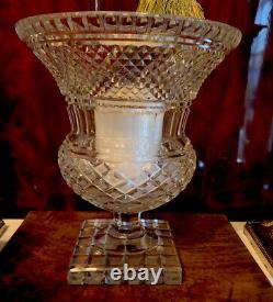 Antique Anglo Irish Cut Glass Crystal Hurricane Vase Georgian