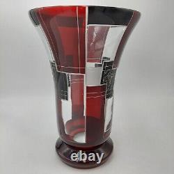 Antique Art Deco Karl Palda Czech Crystal Cut Glass Czech Bohemian Vase STUNNING