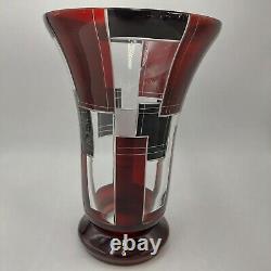 Antique Art Deco Karl Palda Czech Crystal Cut Glass Czech Bohemian Vase STUNNING