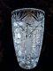 Antique Art Glass Moser Czech Elegant Cut Crystal All Clear Center Vase Signed