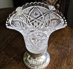 Antique BACHRUCH Sterling Silver TALL TROPHY Cut Crystal LARGE 1888 1938