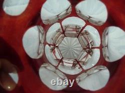 Antique Bohemain Moser Ruby To Clear Cut Crystal Vase Or Footed Bowl