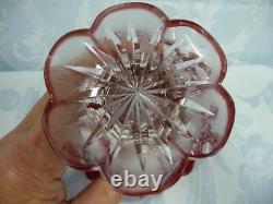 Antique Bohemain Moser Ruby To Clear Cut Crystal Vase Or Footed Bowl