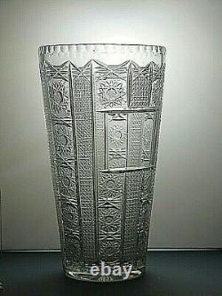 Antique Bohemia Crystal Queen Lace Cut Unique Vase 14 Tall(see Description)
