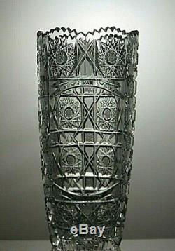 Antique Bohemia Crystal Queen Lace Cut Unique Vase 7 7/8 (see Description)