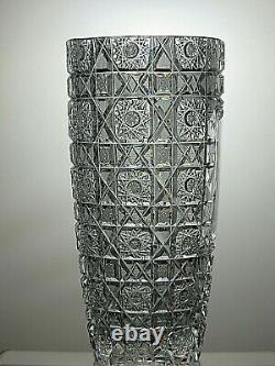 Antique Bohemia Crystal Queen Lace Cut Unique Vase 9 1/2 (see Description)